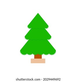 Árbol verde, icono vectorial de árbol de Navidad