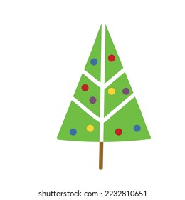 Green Tree Christmas Vector Icon Illustration