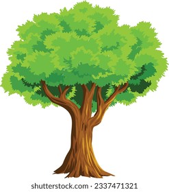 Green tree clip art vector on transparent background. 