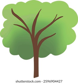 Green tree collage on transparent background