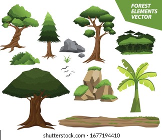 Green Tree Collection For Forest or Landscpae Vector