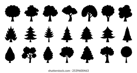 Green tree collection. Forest, park, flora, leaf, logotype.