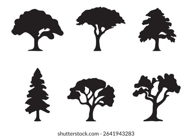 Green tree collection. Forest, park, flora, leaf, logotype.