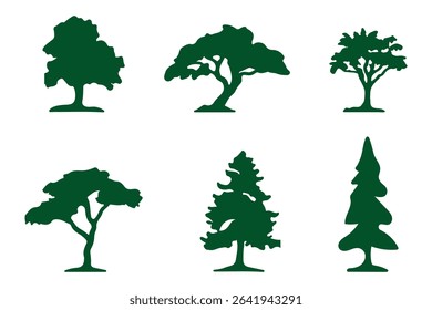 Green tree collection. Forest, park, flora, leaf, logotype.