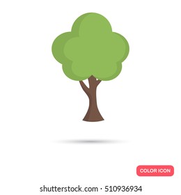 Green tree color icon. Flat design. Environmental theme for web and mobile