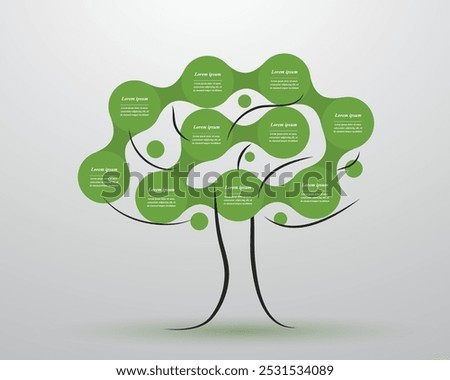 Green tree concept infographic template with 10 options, parts or steps.