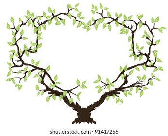 green tree with copy space in middle