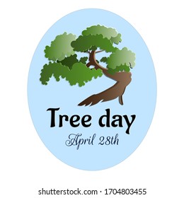 Green tree cut out of paper. Vector illustration for banner for tree day, poster design, presentation of brochures.