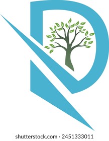 Diseño del logotipo de la letra D del árbol verde. Imagen PNG de Vector con logotipo de árbol. D letter logo Plantilla mejor marca empresa identidad Descarga Libre de regalías