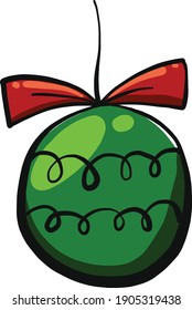 Green tree decoration, illustration, vector on a white background.