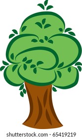 Green tree for the decoration of illustrations of different direction