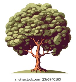 Green tree design over white