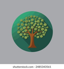 Green tree dollar symbol illustration graphics design vector files on white background