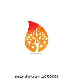 Green tree drop shape concept logo design. Abstract organic element vector design. Ecology Happy life Logotype concept icon. Tree logo design	