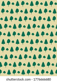 Green tree. Eco design. Seamless pattern. Vector illustration.