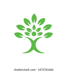 green tree eco family logo desaign vector