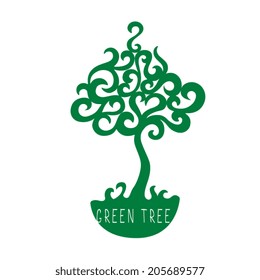 Green tree, eco icon, plant. Design for web, logo and mobile app, isolated abstract vector illustration.