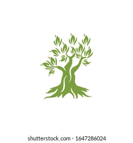 green tree ecology logo design illustration