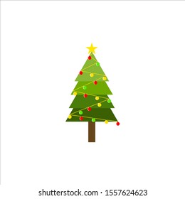 Green tree element for Christmas