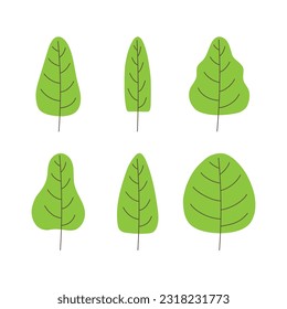 Green tree element flat design isolated vector illustration on white background.