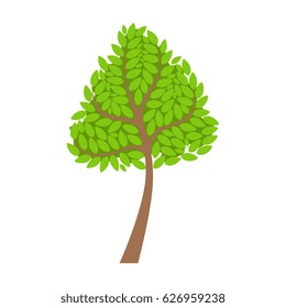 Green tree, element of a landscape. Colorful cartoon vector Illustration