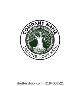 Green Tree emblem on a white background. Great for logo, monogram, invitation, flyer, menu, brochure, or any desired idea. Modern illustration. Isolated vector. 