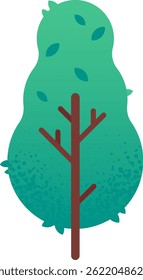 Green tree with falling leaves and brown trunk representing nature, ecology, environment, and growth, ideal for environmental projects, educational materials, or nature themed designs