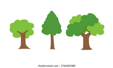 Green tree Fertile A variety of forms on the White Background,Set of various tree sets,Trees for decorating gardens and home designs.vector illustration and icon
