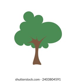 Árbol verde fértil Variedad de formas en el fondo blanco,Conjunto de varios conjuntos de árboles,Árboles para decorar jardines y diseños domésticos.ilustración vectorial e icono