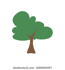 Árbol verde fértil Variedad de formas en el fondo blanco,Conjunto de varios conjuntos de árboles,Árboles para decorar jardines y diseños domésticos.ilustración vectorial e icono