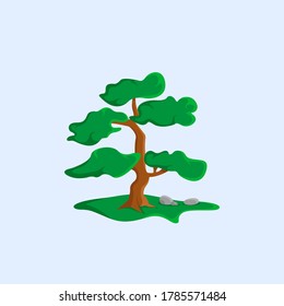 Grüner Baum im flachen Cartoon-Stil. Vektorgrafik	