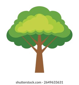 Árbol verde, icono de estilo plano aislado sobre fondo blanco. Conveniente para la naturaleza, el concepto ambiental, la ecología, los diseños del bosque. Icono de la silueta de la historieta del árbol del roble del bosque. Ilustración vectorial 10.