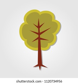 Green tree in flat style isolated on a white background. Vector illustration.