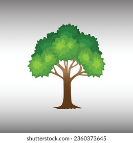 Green tree flat vector illustration. Natural forest plants.