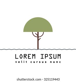Green tree flat vector logo.Symbol of plant, nature and ecology, organic, plant, tree trunk.