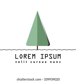 Green tree flat vector logo.Symbol of plant, nature and ecology, organic, plant, tree trunk.