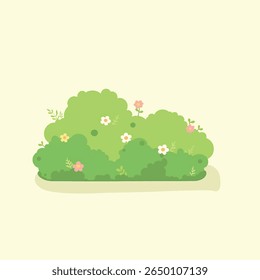 Green tree with flowers in a spring landscape vector illustration