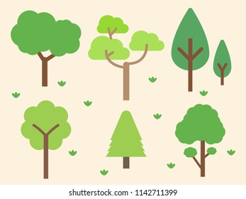 Green tree forest background, nature concept, vector illustration.