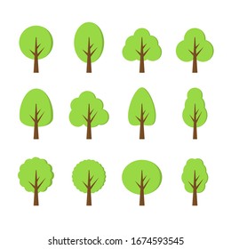 Green tree forest background, nature concept, vector illustration.