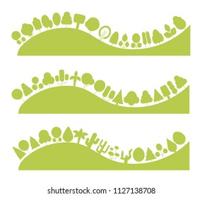 green tree and forest landscape scene vector