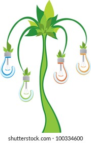 green tree with fruit lamps