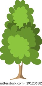 Green tree - fruit tree painted in the modern doodle style, coloring book for children. Icon for garden magazine, outline drawing symbol.