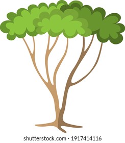 Green tree - fruit tree painted in the modern doodle style, coloring book for children. Icon for garden magazine, outline drawing symbol.