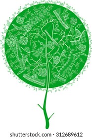 The green tree with fruit-footwear