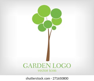 Green tree Garden logo template. Ecology bio design. Organic eco symbol. Creative icon template. Green circle tree vector logo design template. Garden or ecology icon.