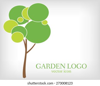 Green tree Garden logo template. Ecology bio design. Organic eco symbol. Creative icon template. Green circle tree vector logo design template. Garden or ecology icon.
