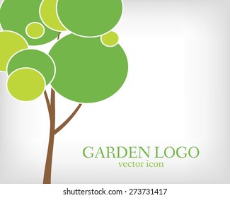 Green tree Garden logo template. Ecology bio design. Organic eco symbol. Creative icon template. Green circle tree vector logo design template. Garden or ecology icon.