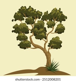 
Green tree grass with leaf vector Background.