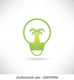 green tree growing in a bulb, go green concept