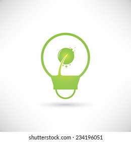 green tree growing in a bulb, go green concept